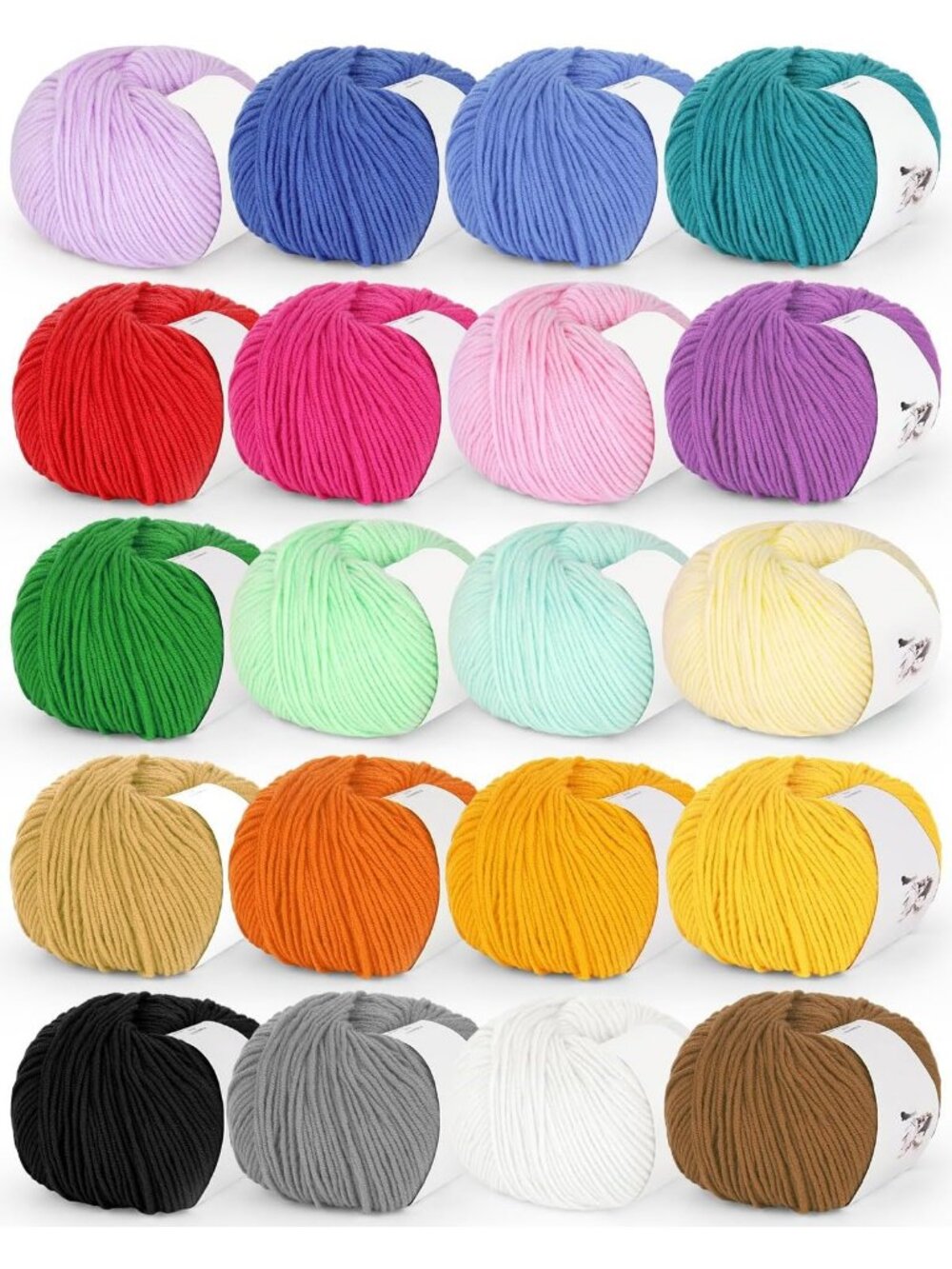 20 Skeins Cotton Crochet Yarn Set - Soft, Durable, Multi-Color Craft Supplies